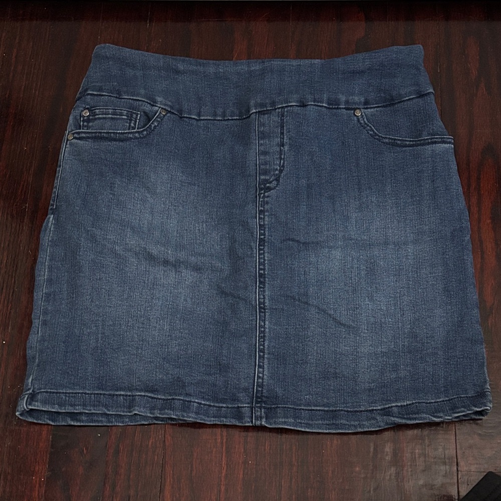 Dark Blue Denim Mini Skirt - Clean A-Line Style